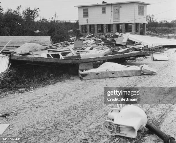 The Florida Keys village of Tavernier was partially destroyed by the 150mph winds of Hurricane Donna. This home is one of the many levelled when the...