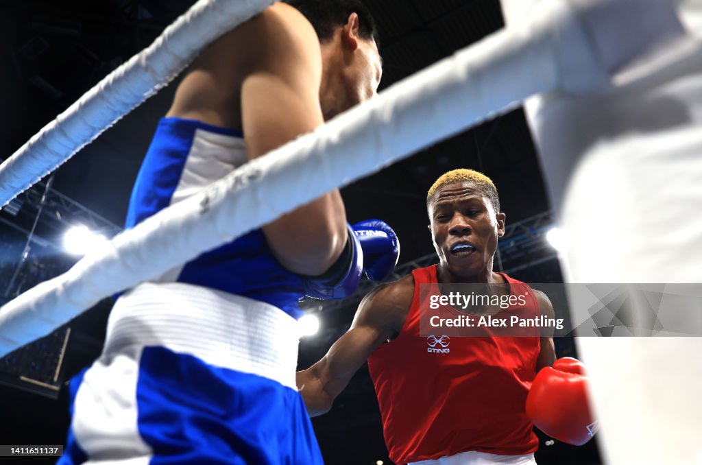 Namibia Boxing Junias Jonas Jonas of Namibia fights Colan Caleb of Nauru during ...