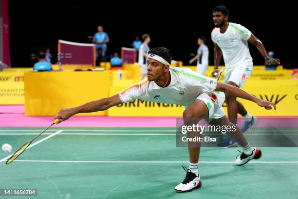 Chirag Chandrashekhar Shetty of Team India competes during Badminton - Men's Double Group Play Stage - Group A match between India and Pakistan on...