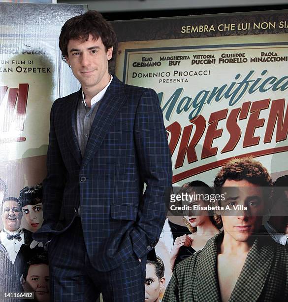 Actor Elio Germano attends "Magnifica Presenza" photocall at Adriano Cinema on March 12, 2012 in Rome, Italy.
