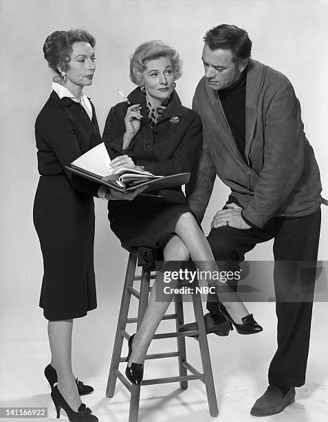 Closed Set" Episode 120 -- Pictured: Agnes Moorehead as Carmen Lynch, Joan Fontaine as Julie Forbes, John Ireland as Cliff Harriston -- Photo by:...