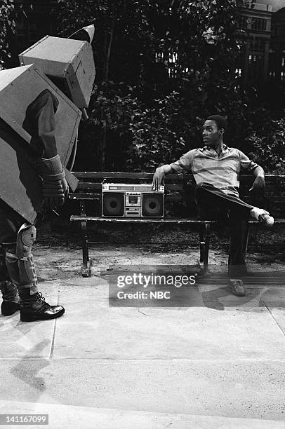 Episode 13 -- Pictured: Ray Sharkey as attacker, Eddie Murphy as guy during the 'Stop-A-Nut' skit on April 11, 1981 -- Photo by: Fred...