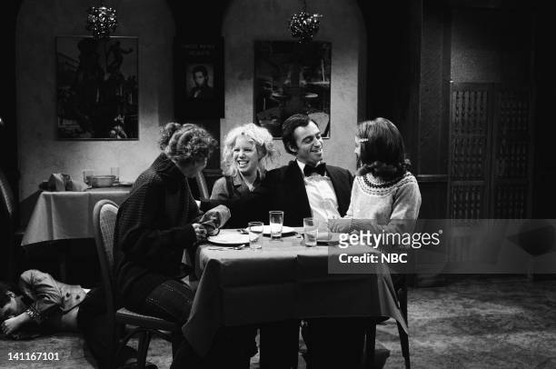 Episode 13 -- Pictured: Ann Risley as patron, Denny Dillion as patron, Ray Sharkey as Vinnie, Gail Matthius as patron during 'The Waiter-Maker' skit...