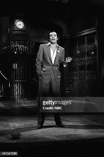 Episode 13 -- Pictured: Host Ray Sharkey during the monologue on April 11, 1981 -- Photo by: Fred Hermansky/NBC/NBCU Photo Bank