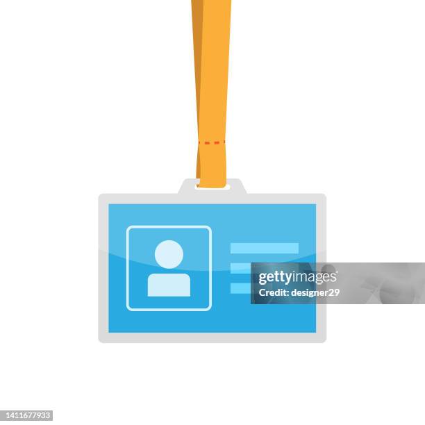 name tag icon flat design. - employee name tag stock illustrations