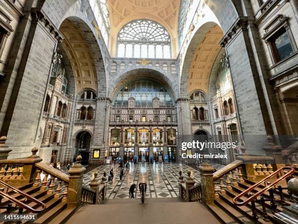 central station in antwerp, belgium - centraal station stock pictures, royalty-free photos & images