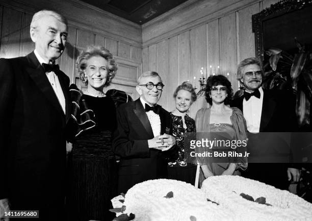 Comedian George Burns celebrated his 80th year in Show Business with a gathering of friends Including Jimmy Stewart and his wife Gloria Hatrick...