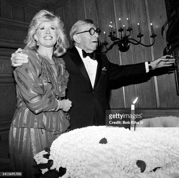 Comedian George Burns celebrated his 80th year in Show Business with Actress Connie Stevens at Chasen's Restaurant, January 18, 1983 in Beverly...