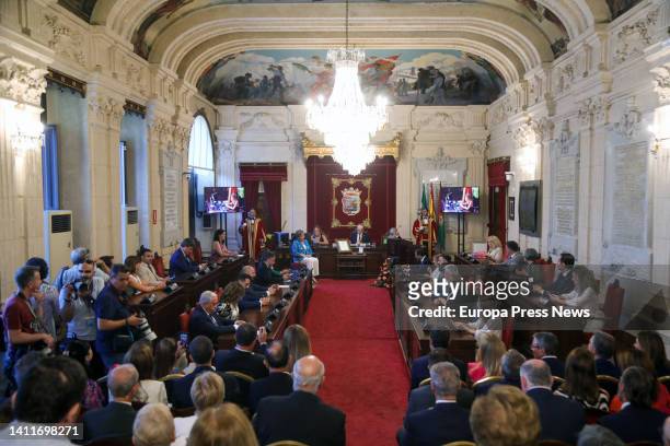The president of the Junta de Andalucia, Juanma Moreno, attends the presentation of the City Medal and title of Favorite Daughter to the former mayor...