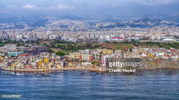 south beirut - beirut aerial stock pictures, royalty-free photos & images