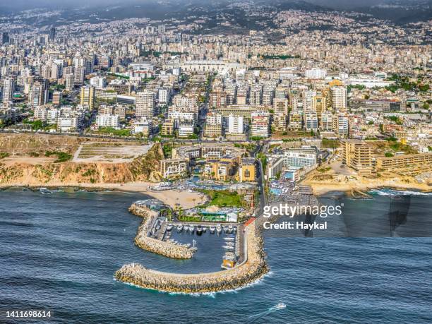 beirut coast - beirut aerial stock pictures, royalty-free photos & images