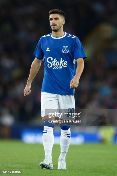 Ruben Vinagre of Everton during the Pre-Season Friendly match between Everton and Dynamo Kyiv at Goodison Park on July 29, 2022 in Liverpool, England.