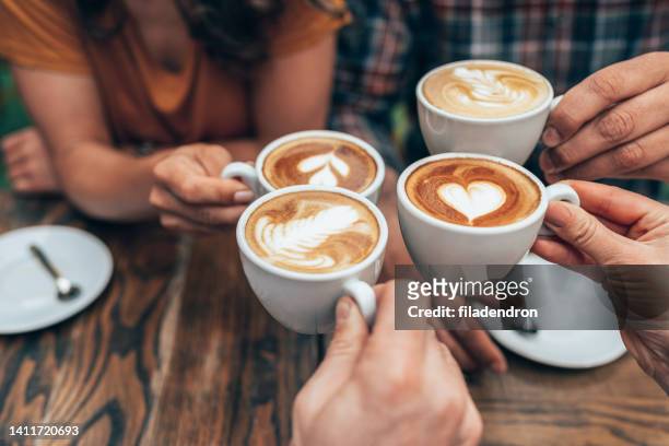 tasty cups of coffee - koffie stockfoto's en -beelden