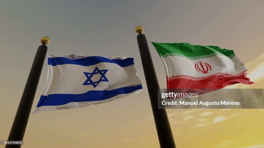 Flags of Israel and Iran