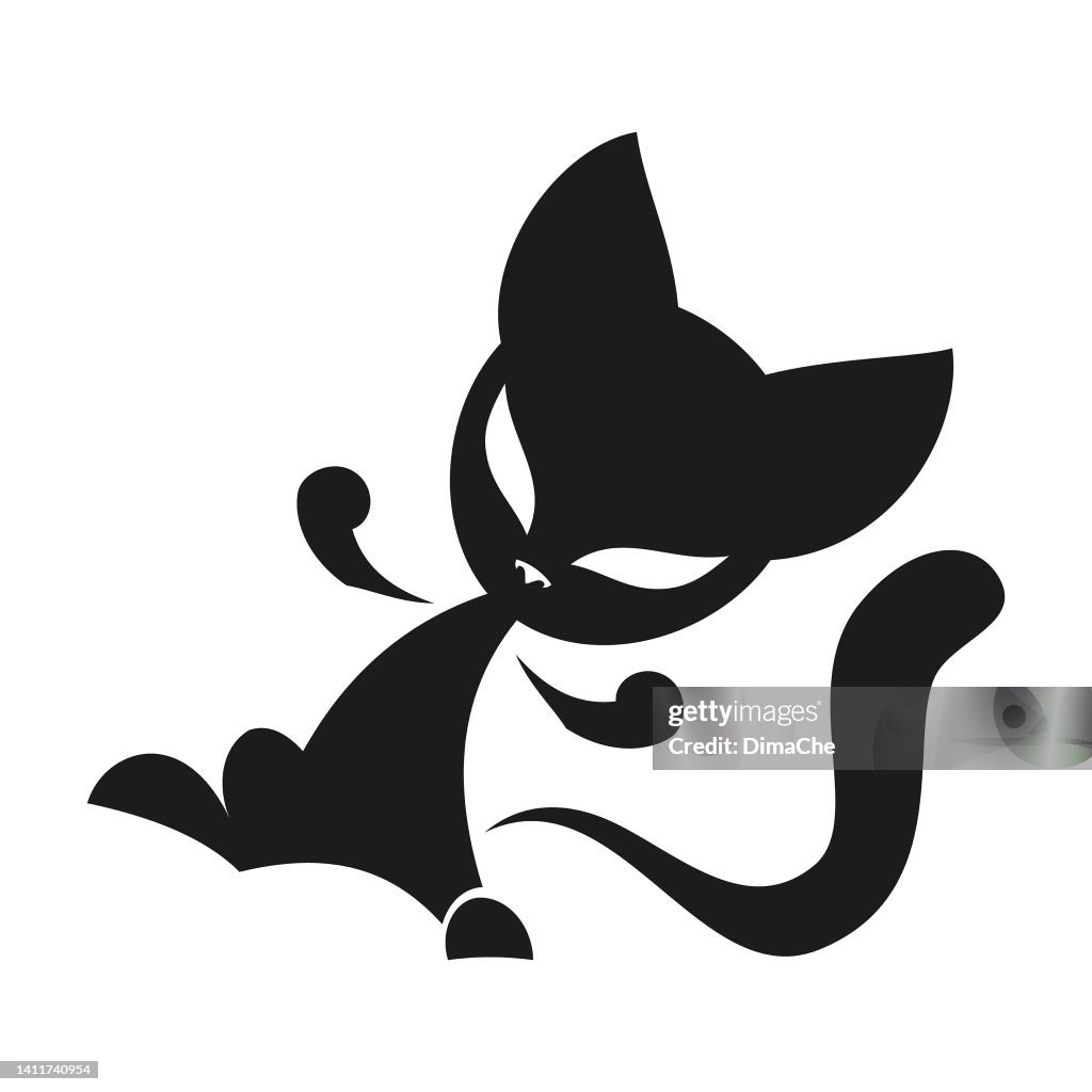 Cat silhouette cut out vector icon