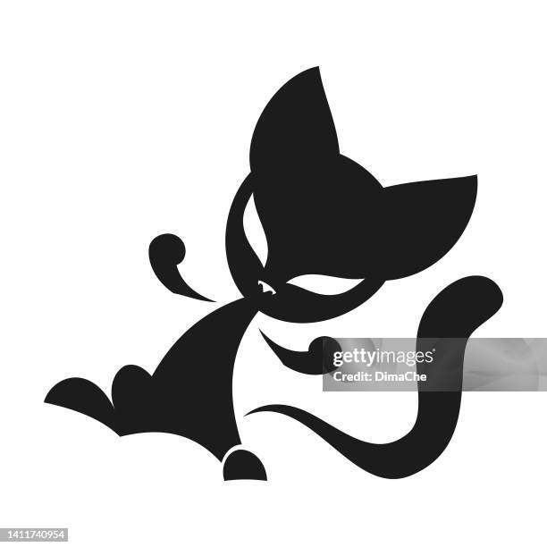 cat silhouette cut out vector icon - dance logo stock illustrations
