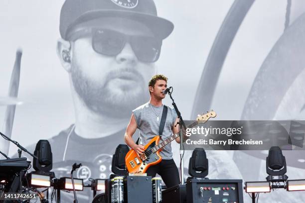 Mike Kerr of Royal Blood performs at Lollapalooza in Grant Park on July 29, 2022 in Chicago, Illinois.