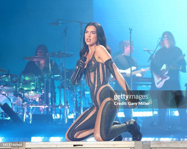 Dua Lipa performs in concert during day 2 of Lollapalooza at Grant Park at Grant Park on July 29, 2022 in Chicago, Illinois.