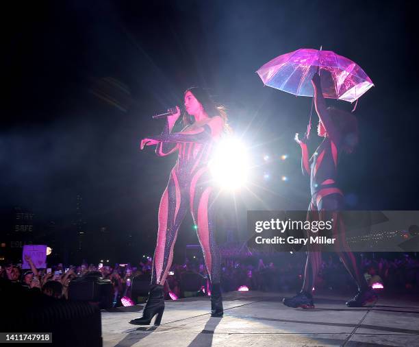 Dua Lipa performs in concert during day 2 of Lollapalooza at Grant Park at Grant Park on July 29, 2022 in Chicago, Illinois.