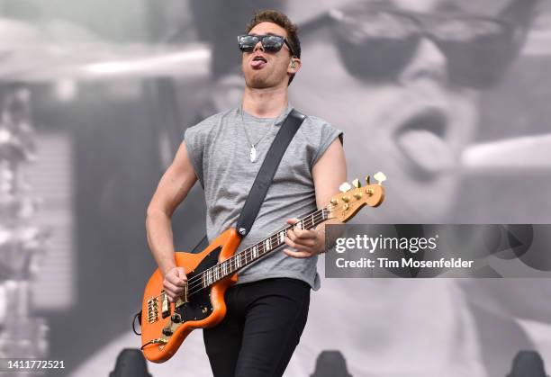 Mike Kerr of Royal Blood performs during the 2022 Lollapalooza day two at Grant Park on July 29, 2022 in Chicago, Illinois.