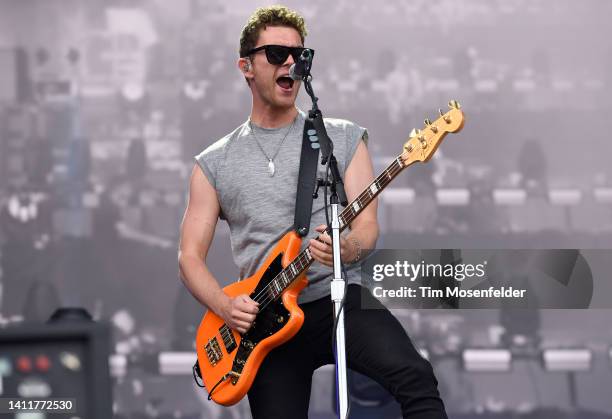 Mike Kerr of Royal Blood performs during the 2022 Lollapalooza day two at Grant Park on July 29, 2022 in Chicago, Illinois.