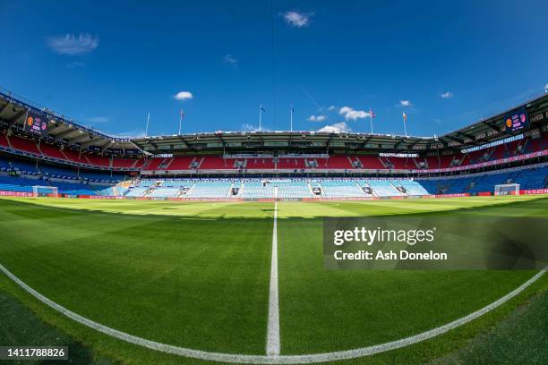 General view of the stadium ahead of the pre-season friendly match between Manchester United and Atletico Madrid at Ullevaal Stadion on July 30, 2022...