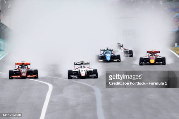 Oliver Goethe of Monaco and Campos Racing , and Franco Colapinto of Argentina and Van Amersfoort Racing lead the field at the start during the Round...