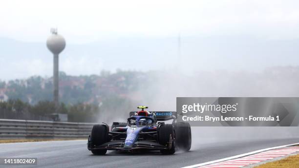 Nicholas Latifi of Canada driving the Williams FW44 Mercedes on track during final practice ahead of the F1 Grand Prix of Hungary at Hungaroring on...