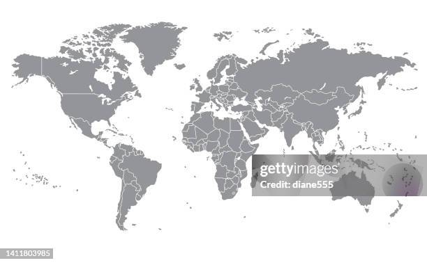 透明な背景に分割された国を持つ詳細な世界地図 - worldmap点のイラスト素材／クリップアート素材／マンガ素材／アイコン素材