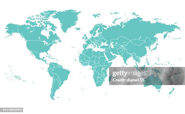 detailed world map with divided countries on a transparent background - world map and detailed stock illustrations