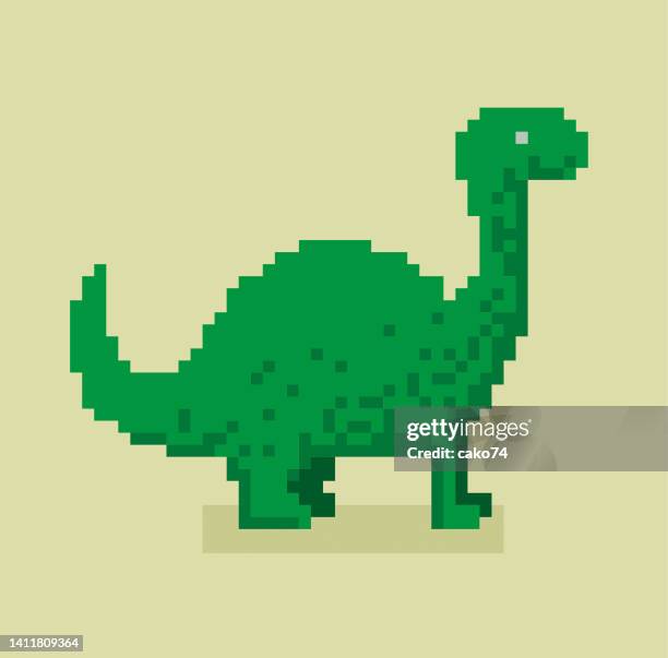 pixel art dinosaur vector illustration - dinosaur drawing stock illustrations
