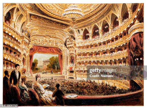 ilustraciones, imágenes clip art, dibujos animados e iconos de stock de ópera de la corte de viena (wiener hofoper), ópera de la corte giovanni varrone - industria teatral