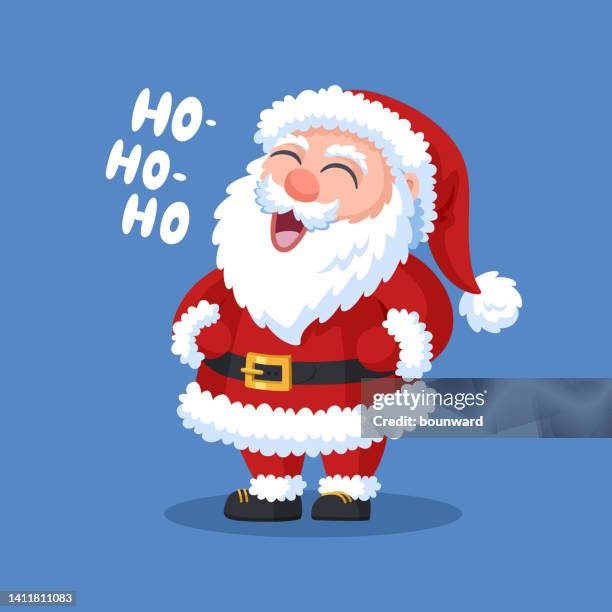 happy santa claus ho ho ho - santa waving stock illustrations