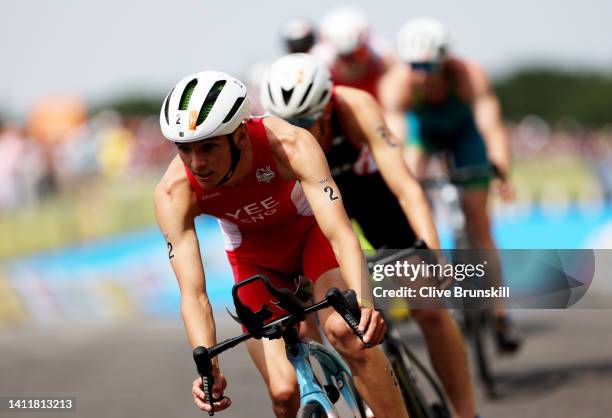 Alex Yee of Team England competes during the Men's Individual Sprint Distance Triathlon Final on day one of the Birmingham 2022 Commonwealth Games at...