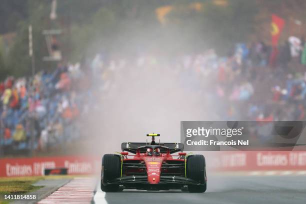 Carlos Sainz of Spain driving the Ferrari F1-75 on track during final practice ahead of the F1 Grand Prix of Hungary at Hungaroring on July 30, 2022...