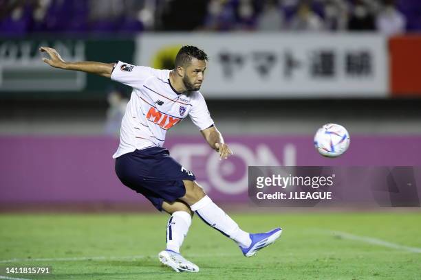 Of F.C.Tokyo in action during the J.LEAGUE Meiji Yasuda J1 23rd Sec. Match between Sanfrecce Hiroshima and F.C.Tokyo at EDION Stadium Hiroshima on...