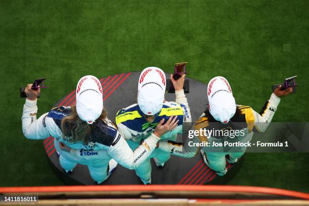 Race winner Alice Powell of Great Britain and Click2Drive Bristol Street Motors Racing , Second placed Jamie Chadwick of Great Britain and Jenner...