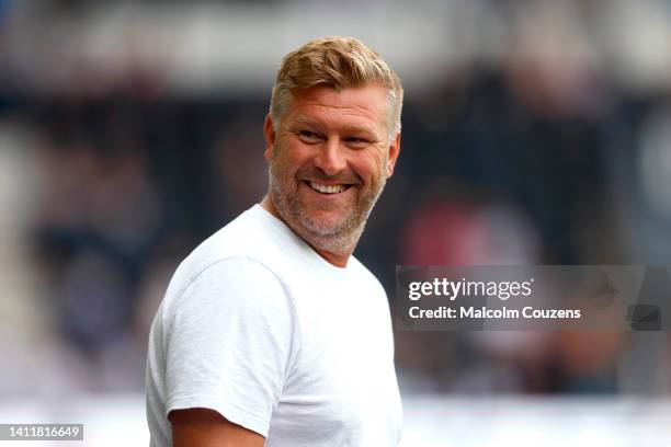 Oxford United manager Karl Robinson looks on during the Sky Bet League One game between Derby County and Oxford United at Pride Park Stadium on July...