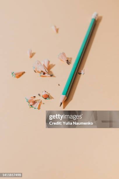 pencil and shavings. place for text. - pencil shavings stock pictures, royalty-free photos & images