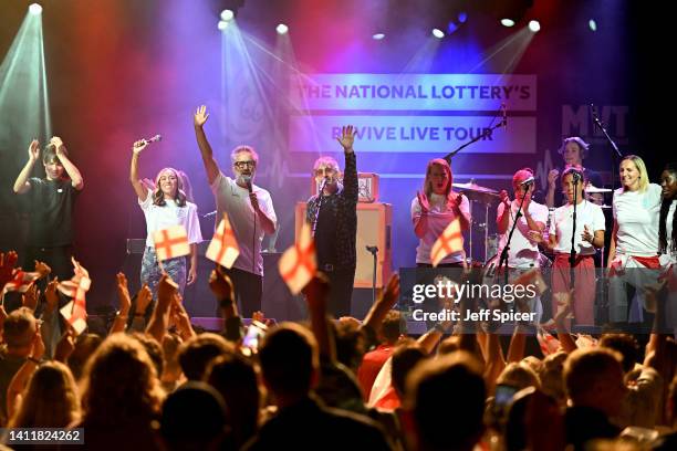 The National Lottery presents a special performance of 'Three Lions' with the Lightning Seeds, David Baddiel, Chelcee Grimes and Lioness legends, at...