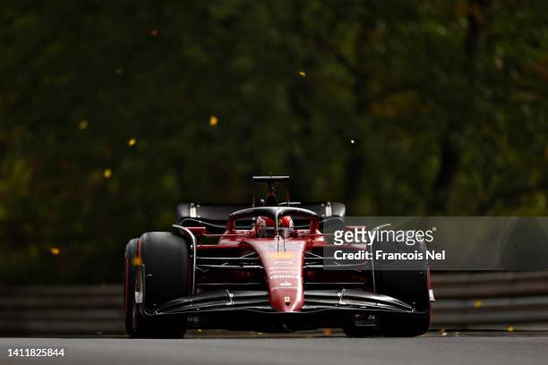 Charles Leclerc of Monaco driving the Ferrari F1-75 on track during qualifying ahead of the F1 Grand Prix of Hungary at Hungaroring on July 30, 2022...