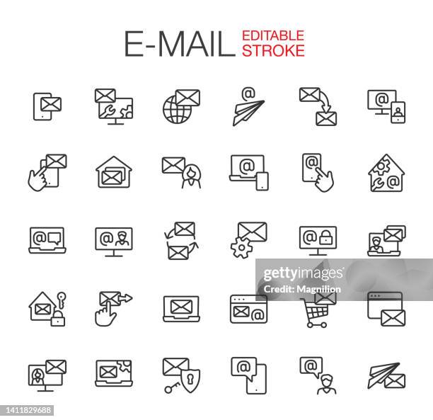 e-mail service icons editable stroke - at symbol stock illustrations