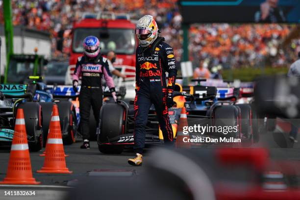 Tenth place qualifier Max Verstappen of the Netherlands and Oracle Red Bull Racing walks in parc ferme during qualifying ahead of the F1 Grand Prix...