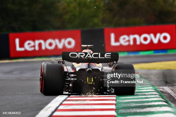 Max Verstappen of the Netherlands driving the Oracle Red Bull Racing RB18 on track during qualifying ahead of the F1 Grand Prix of Hungary at...