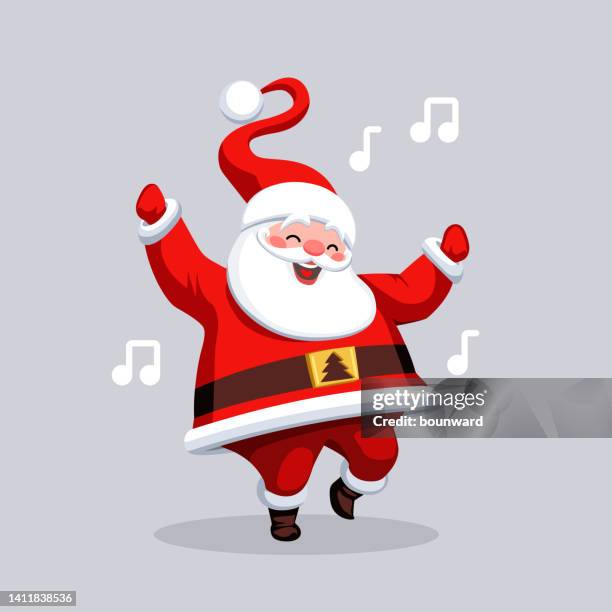 ilustraciones, imágenes clip art, dibujos animados e iconos de stock de baile de santa claus - gorro papa noel