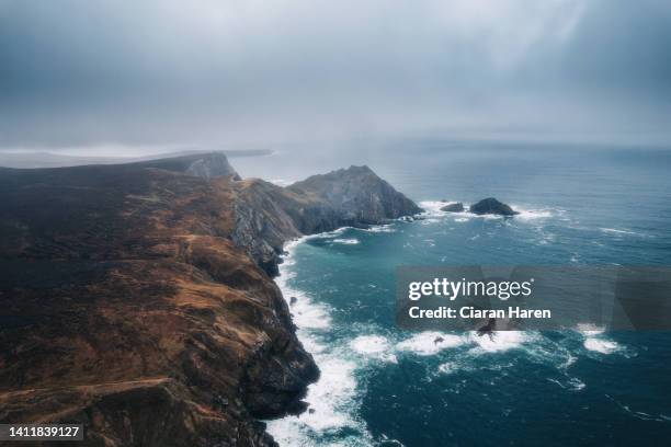 the sturrall headland, glencolmcille, county donegal, along ireland's wild atlantic way - atlantic ocean stock pictures, royalty-free photos & images