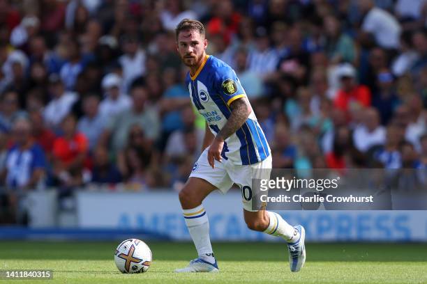 Alexis Mac Allister of Brighton in action during the pre-season friendly match between Brighton & Hove Albion and RCD Espanyol at The Amex Stadium on...