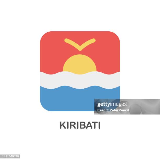 ilustrações, clipart, desenhos animados e ícones de bandeira simples de kiribati - ícone plano vetorial quadrado - kiribati