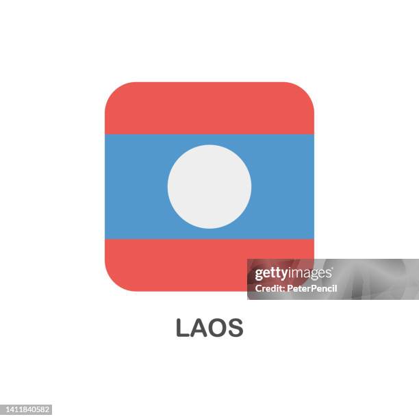 simple flag of laos - vector square flat icon - laos stock illustrations