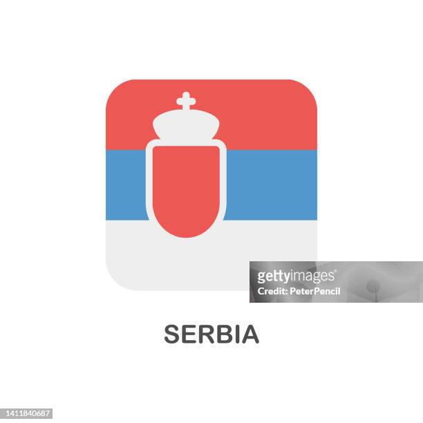 simple flag of serbia - vector square flat icon - serbian flag stock illustrations